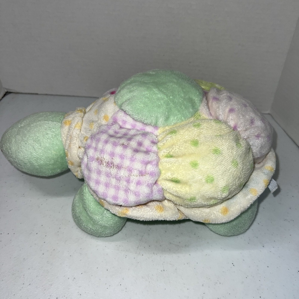 Aurora Baby 12" Turtle Terrycloth Plush‎ Rattle Squeaker Crinkle Pastel Vintage